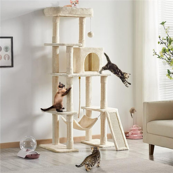 Yaheetech Multi-Level 63-in Plush Cat Tree (Beige)