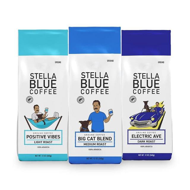 STELLA BLUE Sampler | 3 Pack Fresh Ground Coffee (12 ounces each) | 100% Arabica Coffee | Ethically & Sustainably Sourced From Central America