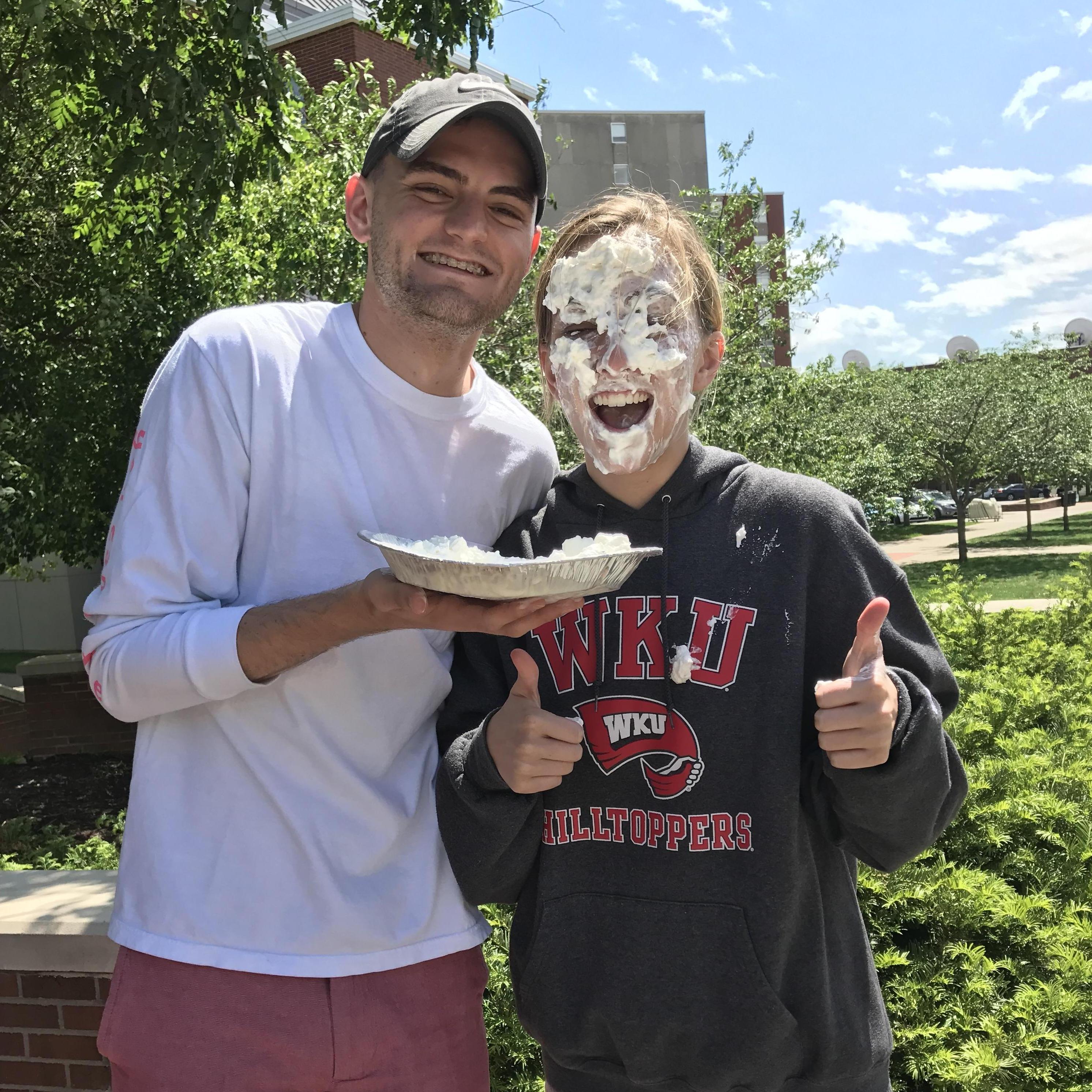 April 2017 // Western Kentucky University // Amy's sorority was raising money for Ronald McDonald House Charities with their event "Pie-A-Pi." Kyle was happy to donate to the cause!
