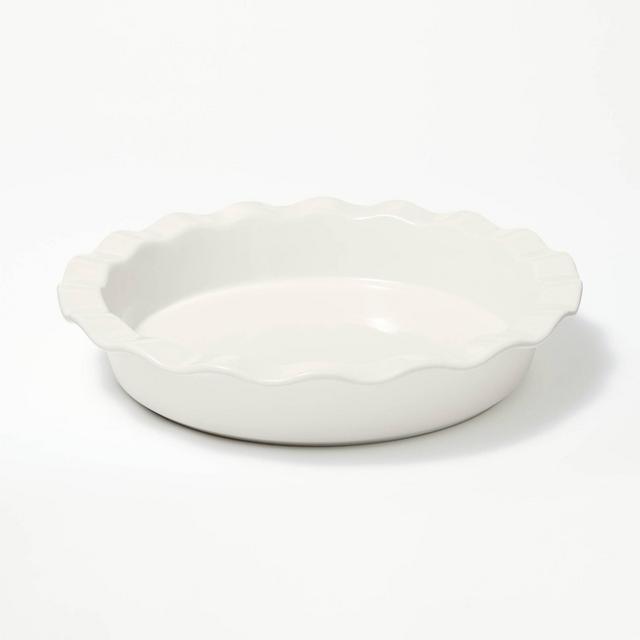 9" Round Stoneware Ruffle Pie Dish Cream - Figmint™