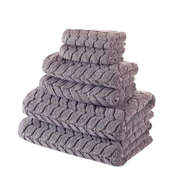 BAGNO MILANO Turkish Cotton Ultra-Soft Plush Absorbent Quick Dry Bathroom Towel Set, Made in Turkey (Gray, 6 pcs Towel Set)