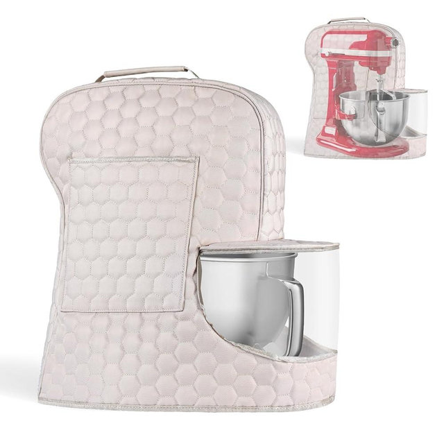 Ottkids Stand Mixer Dust Cover Compatible with KitchenAid Mixer - Storage Bag for 6/7/8 Quart Bowl Lift with Pockets for Accessories and Attachments(Khaki,Fits for 6-8 Quart）