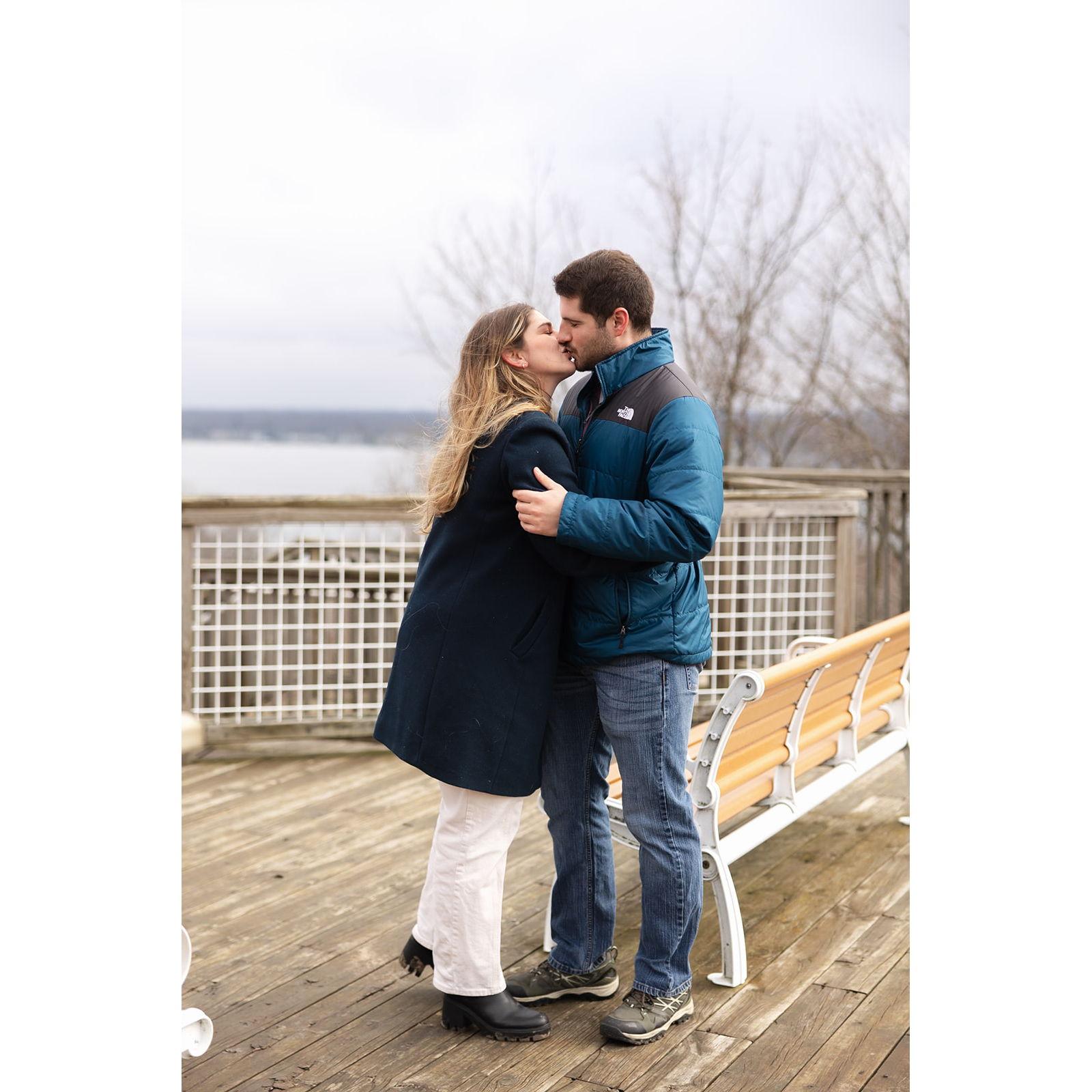 surprise proposal at Mt. Pisgah near Holland State Park overlooking Lake Macatawa and Lake Michigan!