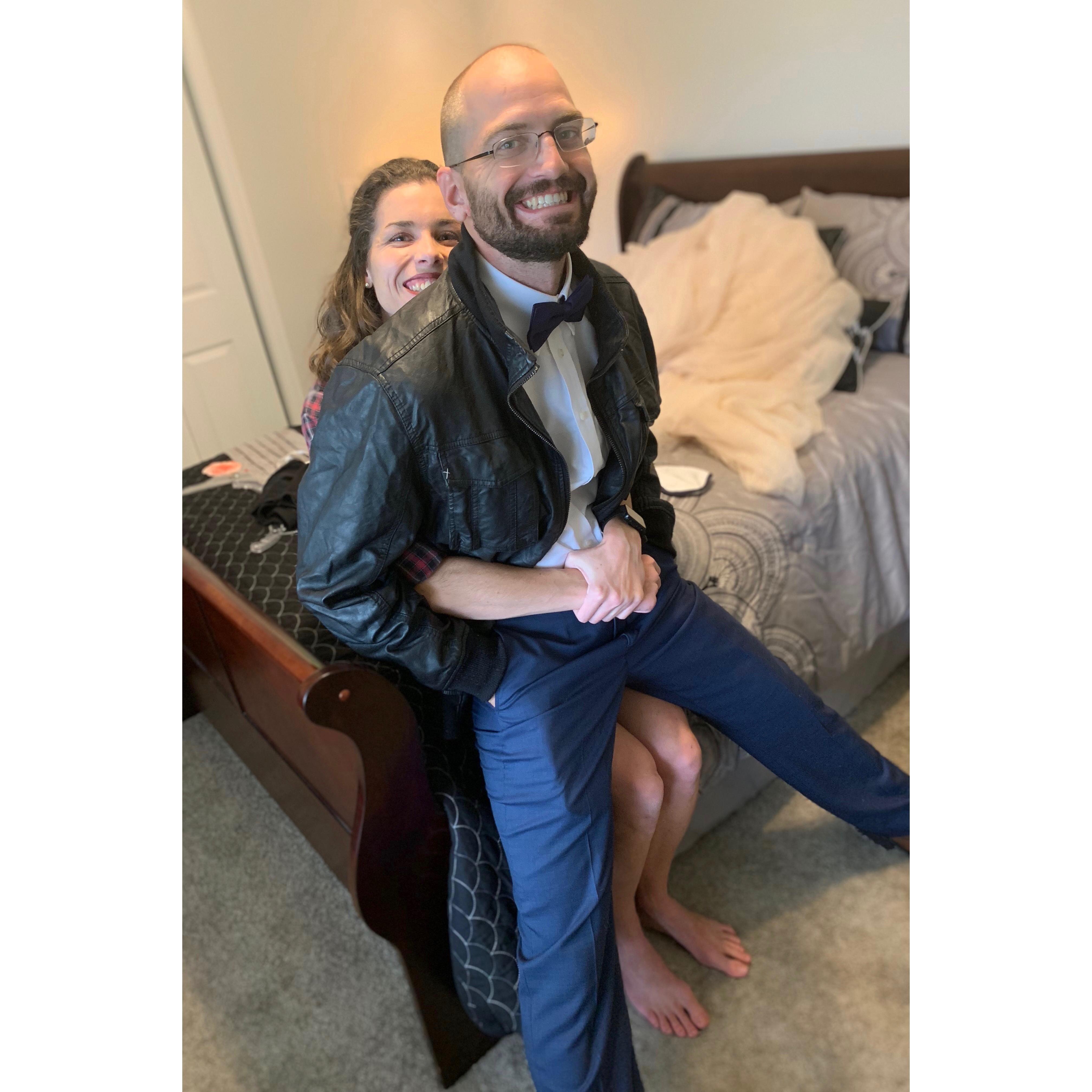 John was super excited about his leather jacket, too bad it wasn't wedding party approved attire.
