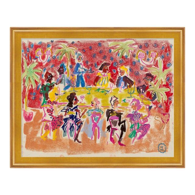 At a Dinner Party by Happy Menocal in Gold Frame, Small Art Print