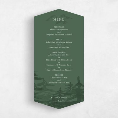 Green Diamond Wedding Menu - Camden