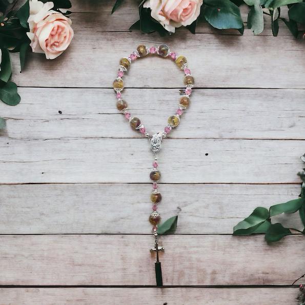 Handmade rosary chaplet made with your real flowers