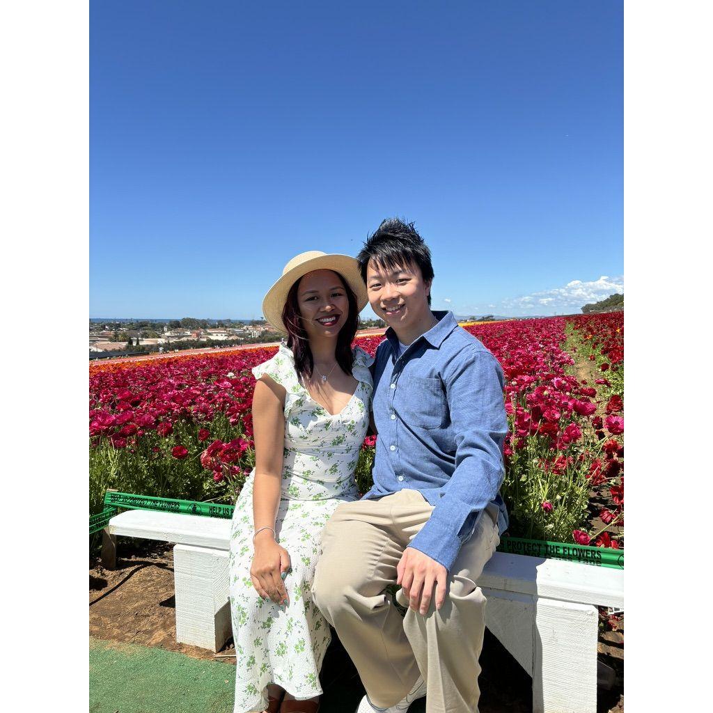 Yishen and Jianna at the Flower Fields in Carlsbad, April 2024.