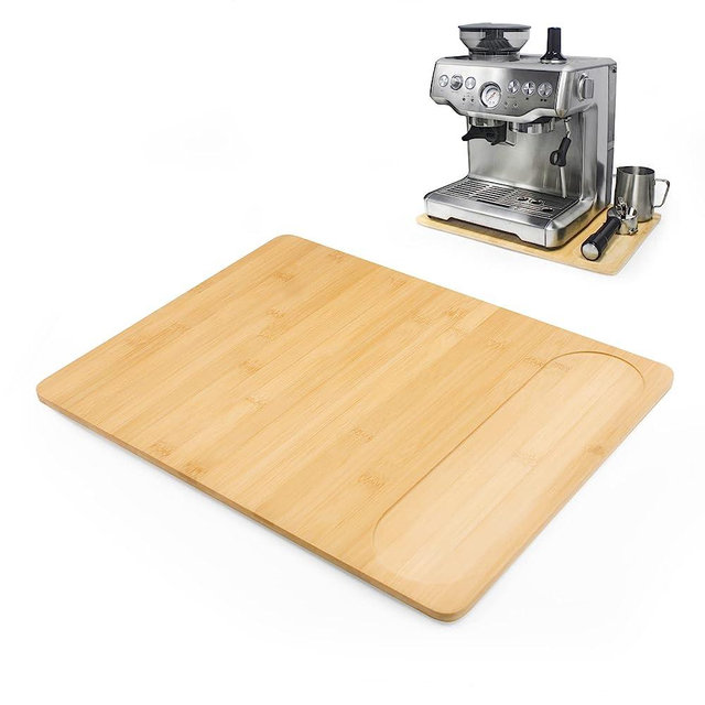 UPGRADED Bamboo Appliance Slider for Breville Barista Espresso Machine 870/878 - Under Cabinet Sliding Tray Caddy for Breville Barista/Barista Pro, Coffee Maker Mover for Kitchen Countertop