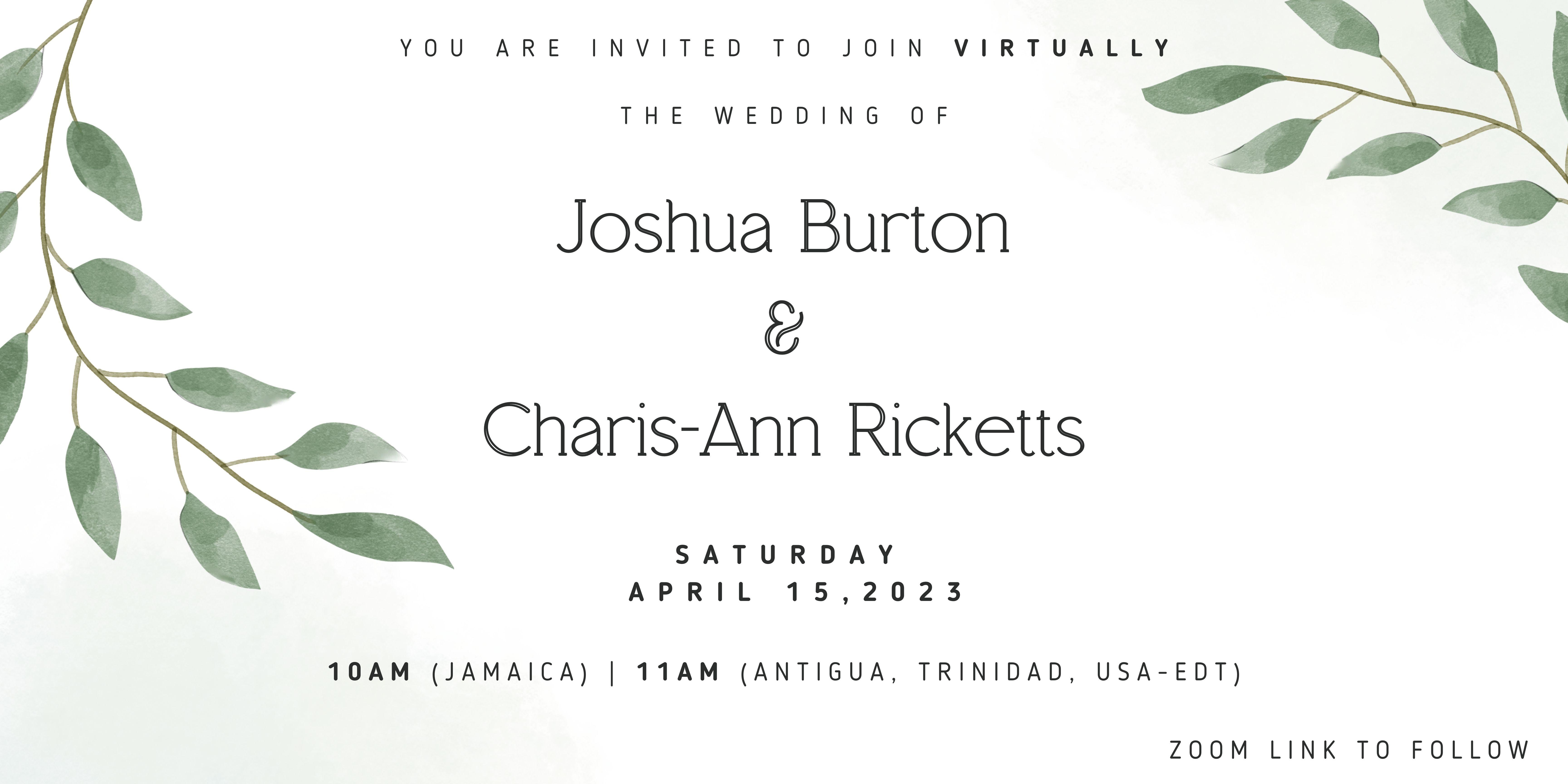 The Wedding Website of Joshua Burton and Charis-Ann Ricketts