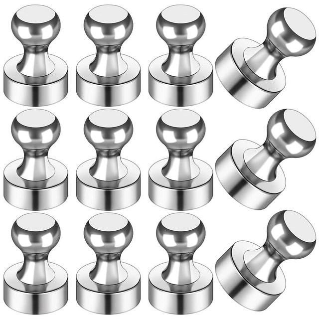 LOVIMAG 12Pcs Fridge Magnets Push Pins, Refrigerator Magnets for Kitchen,Fridge Magnets Adult, Small Push Pin Magnets for Whiteboard, Fridge, Office, Classroom and Map Magnets
