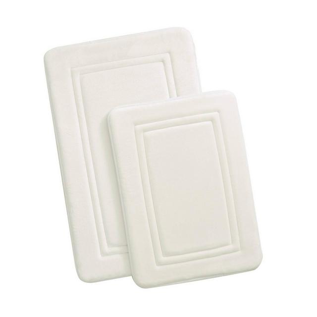 2pc HeiQ Antimicrobial Memory Foam Bath Rug Set Ivory - Truly Calm