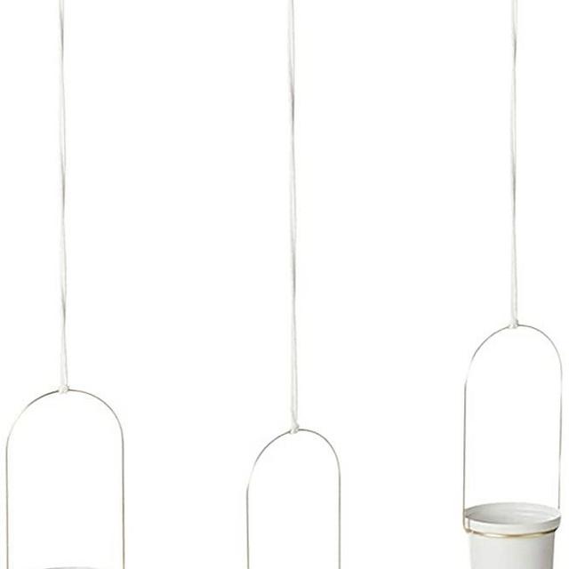 Umbra Triflora Hanging Planters for Indoor Plants or Herbs, White/Brass