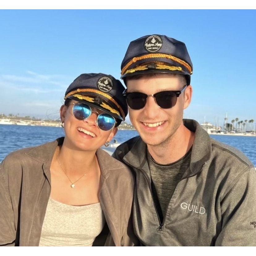 Grant and Natalie on a boat in Long Beach.