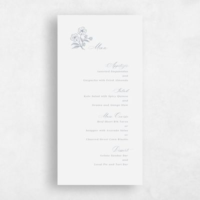 Blue Wedding Menu - Artura