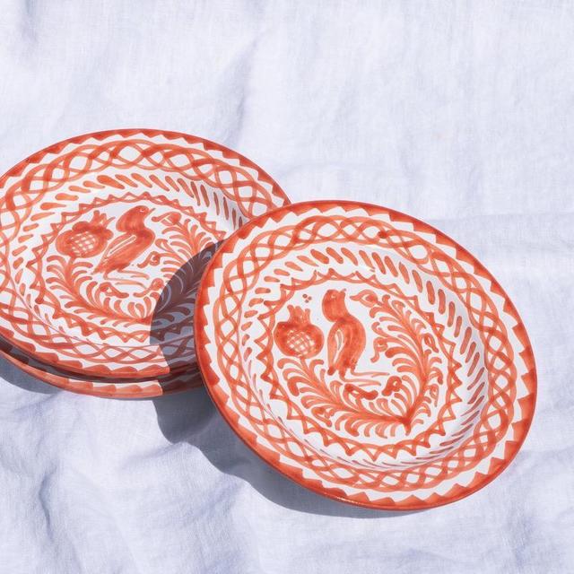 Salad plate with hand painted designs