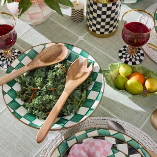 Emerald Check 3-Piece Salad Serving Set