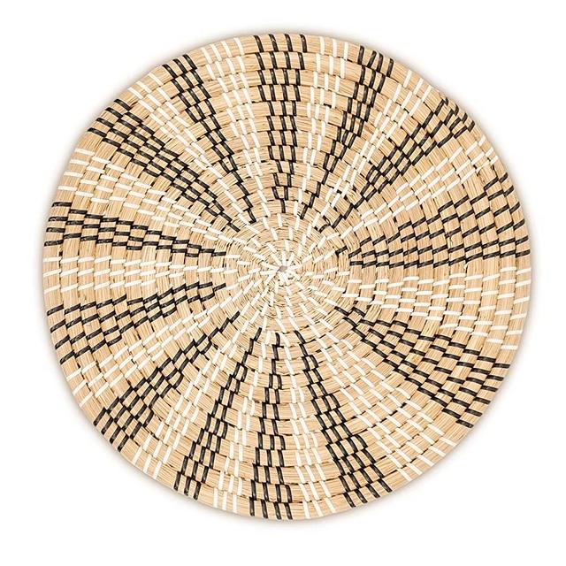 Ann Lee Design Seagrass Woven Fruit Basket (D 13.75", Black and White)