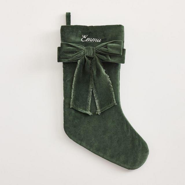 Classic Velvet Bow Stocking Medium Green