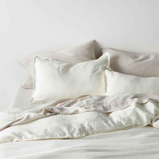 European Flax ®-Certified Linen Warm Crisp White Full/Queen Duvet Cover