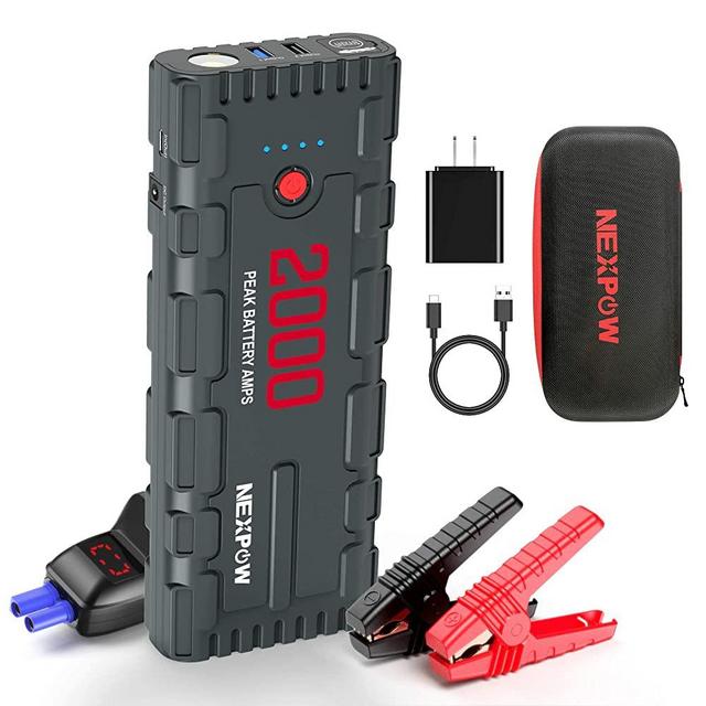 NEXPOW 2000A 18000mAh Car Jump Starter with USB Quick Charge 3.0 (Up to 7.0L Gas or 6.5L Diesel Engine), 12V Portable Battery Starter, Battery Booster with Built-in LED Light