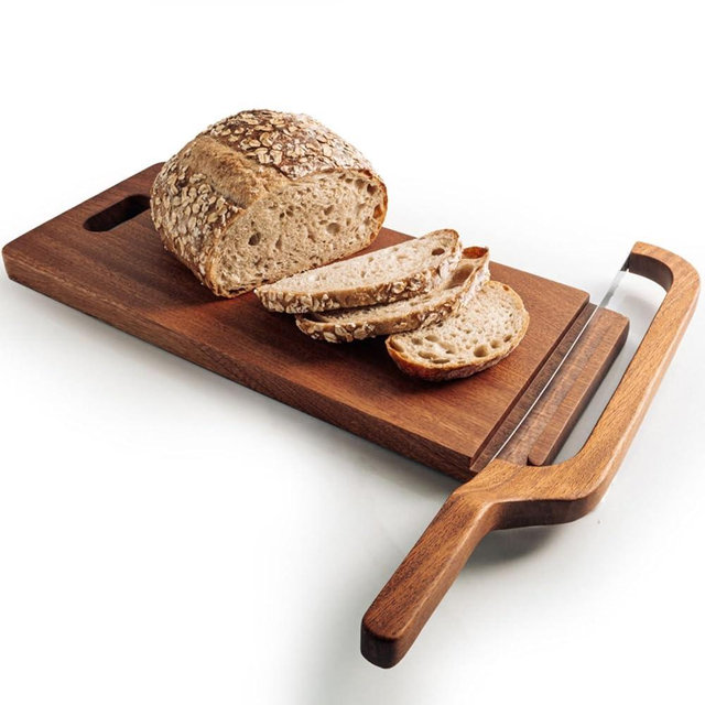 Sourdough Bread Slicer Set – Premium Ebony Cutting Board with Bread Groove, Curved Handle Knife, Magnetic Storage, Adjustable Thickness for Artisan Homemade Loaves