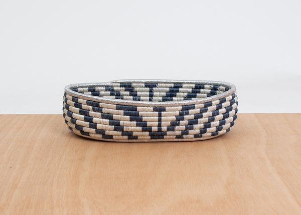 Metallic Silver Oval Basket