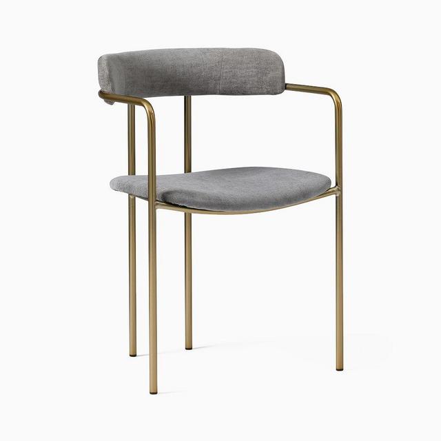 Lenox Dining Chair, Set of 2, Distressed Velvet, Pewter, Blackened Brass
