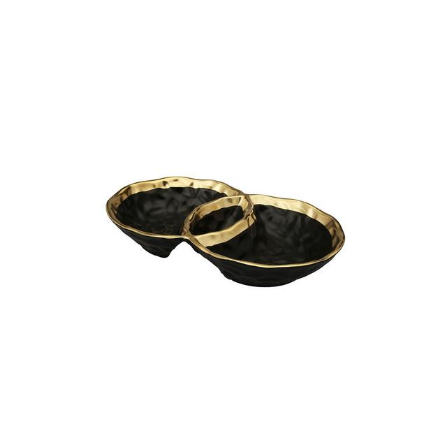 Classic Touch Porcelain Round Double Bowl with Rim