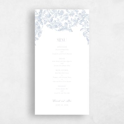 Sweet Blue Wedding Menu - Treviso