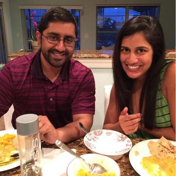 Eating Punam's favorite indian food.