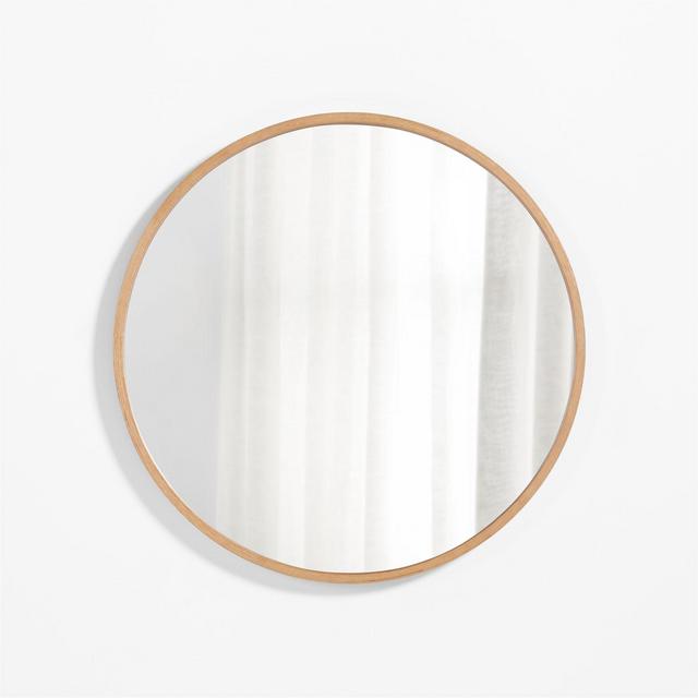 Finn Oak Wood 31" Round Wall Mirror