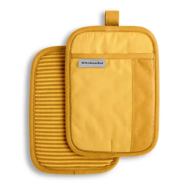 KITCHENAID Beacon Two-Tone Pot Holder 2-Pack Set, Majestic Yellow, 7"x10"