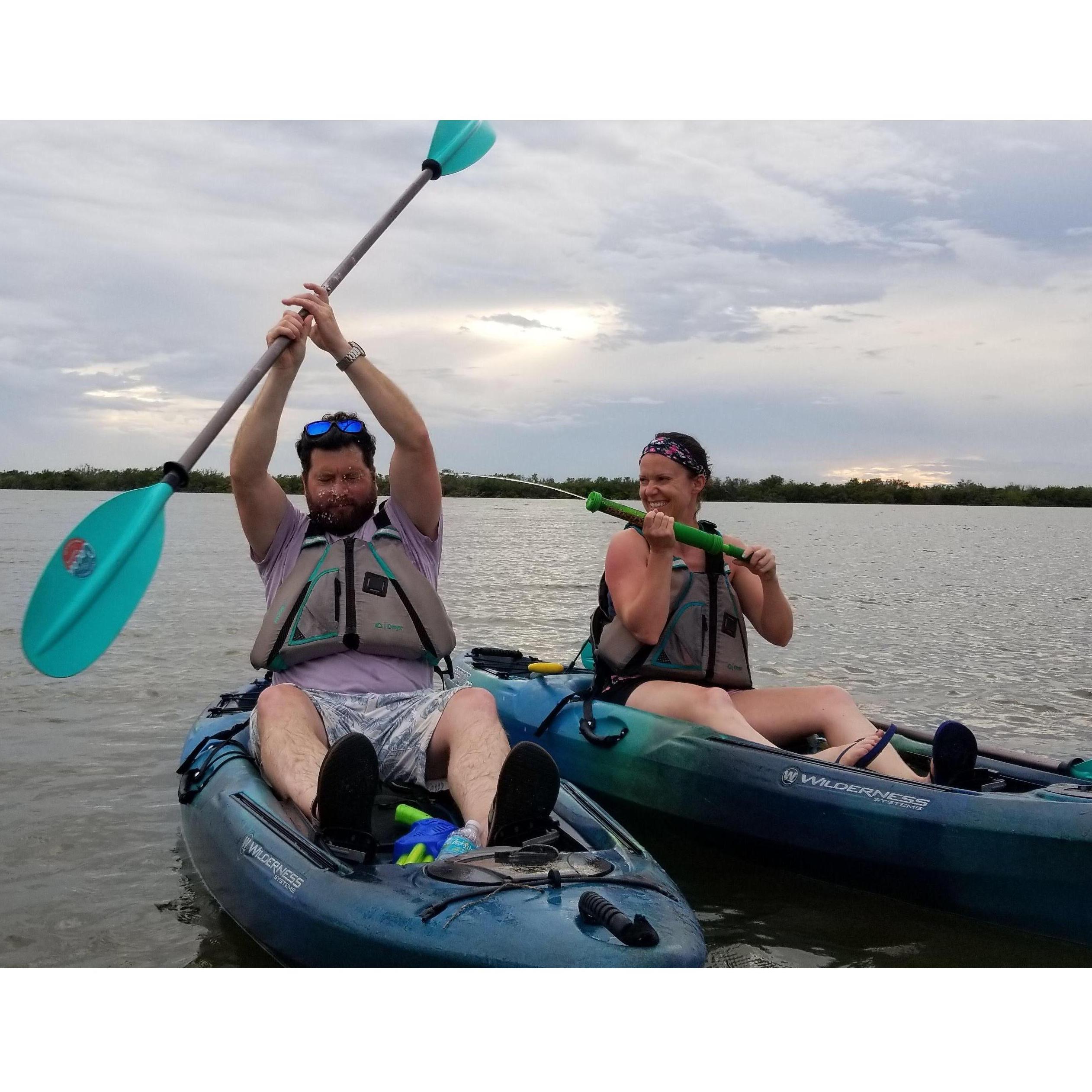Kayaking and water gun war!
