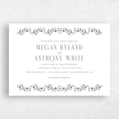 White Wedding Invitation - Feuille Landscape