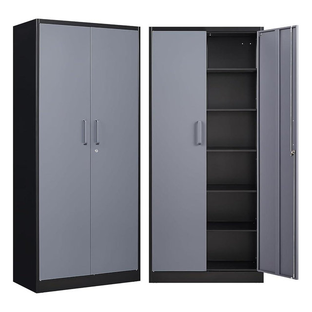 Metal Garage Storage Cabinet with 5 Adjustable Shelves,Metal Storage Cabinet with Lock,Metal Cabinet with Locking Doors,Steel Cabinet,71" Lockable Storage Cabinet for Home,Office,Shop,Garage Cabinets