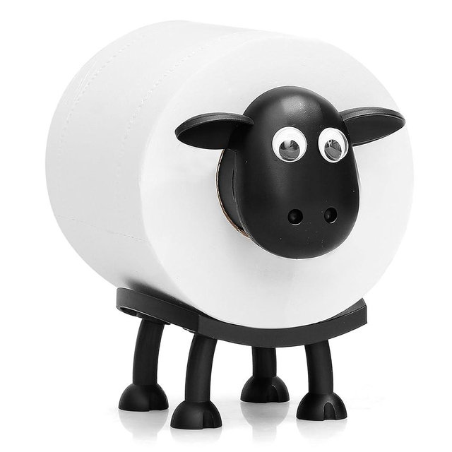 VELENTI Sheep Toilet Roll Holder - Funny Toilet Paper Holder Free Standing Bathroom Set - 3D Printed Black Sheep Loo Roll Holder - Hilarious Tissue Paper Roll Storage - Cute Bathroom Decor - Set of 1
