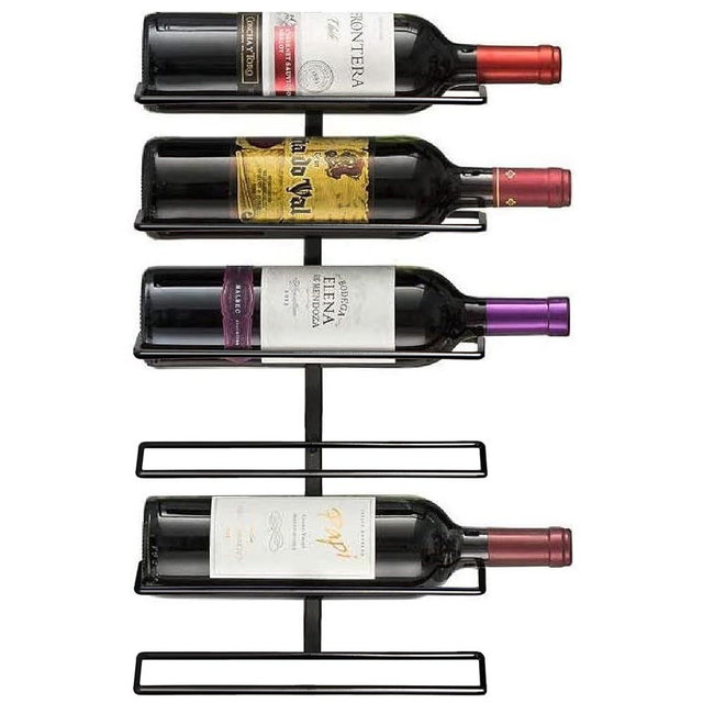 Sorbus Wall Mount Wine Rack – Holds 6 Bottles – Black Metal Wine Bottle Holder for Wall, Modern Wine Rack for Home Bar, Kitchen