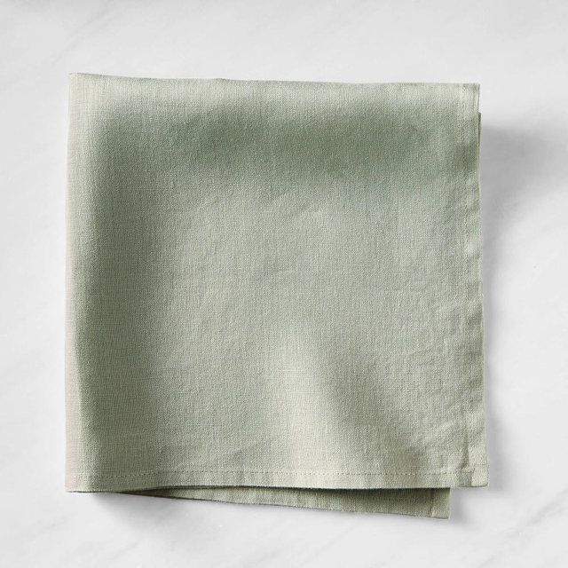 Italian Washed Linen Napkins, Set of 8, Seafoam