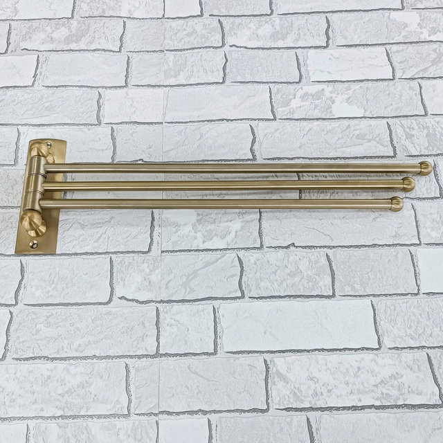 Brushed Gold 3-Arm Towel Rack: Stainless Steel Swivel Holder