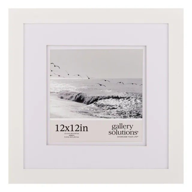 SNAP 12"x12" Wide Double Mat 8"x8" Photo Frame White