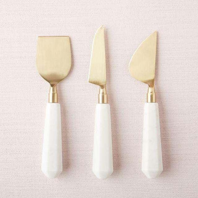 Marble & Brass Charcuterie Knives (Set of 3)