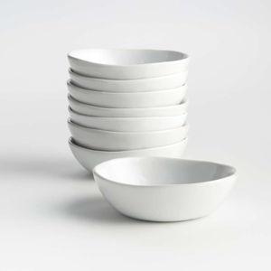Mercer White Ceramic Mini Bowl Set of 8 | Crate & Barrel