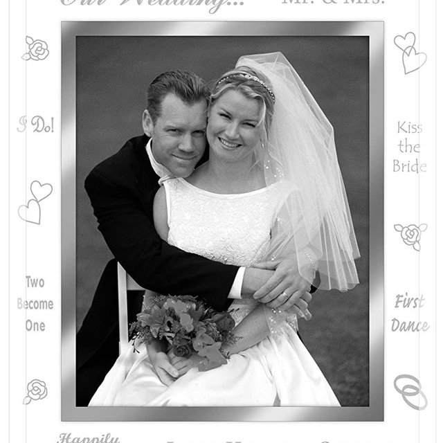 Malden International Designs Our Wedding Mirrored Glass With Mirrored Inner Border Picture Frame, 8x10, Silver
