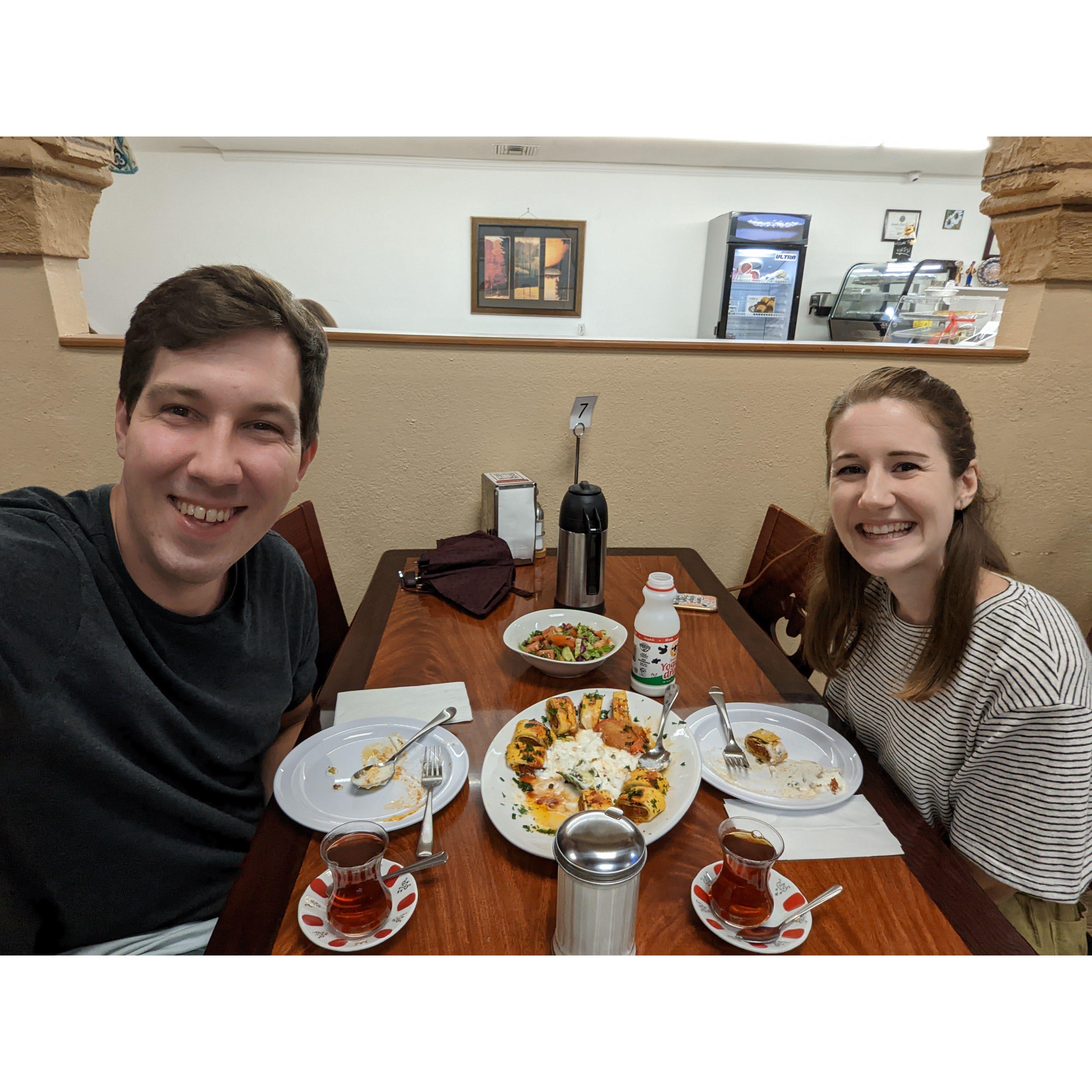 Ayla sharing Turkish food with Ben!