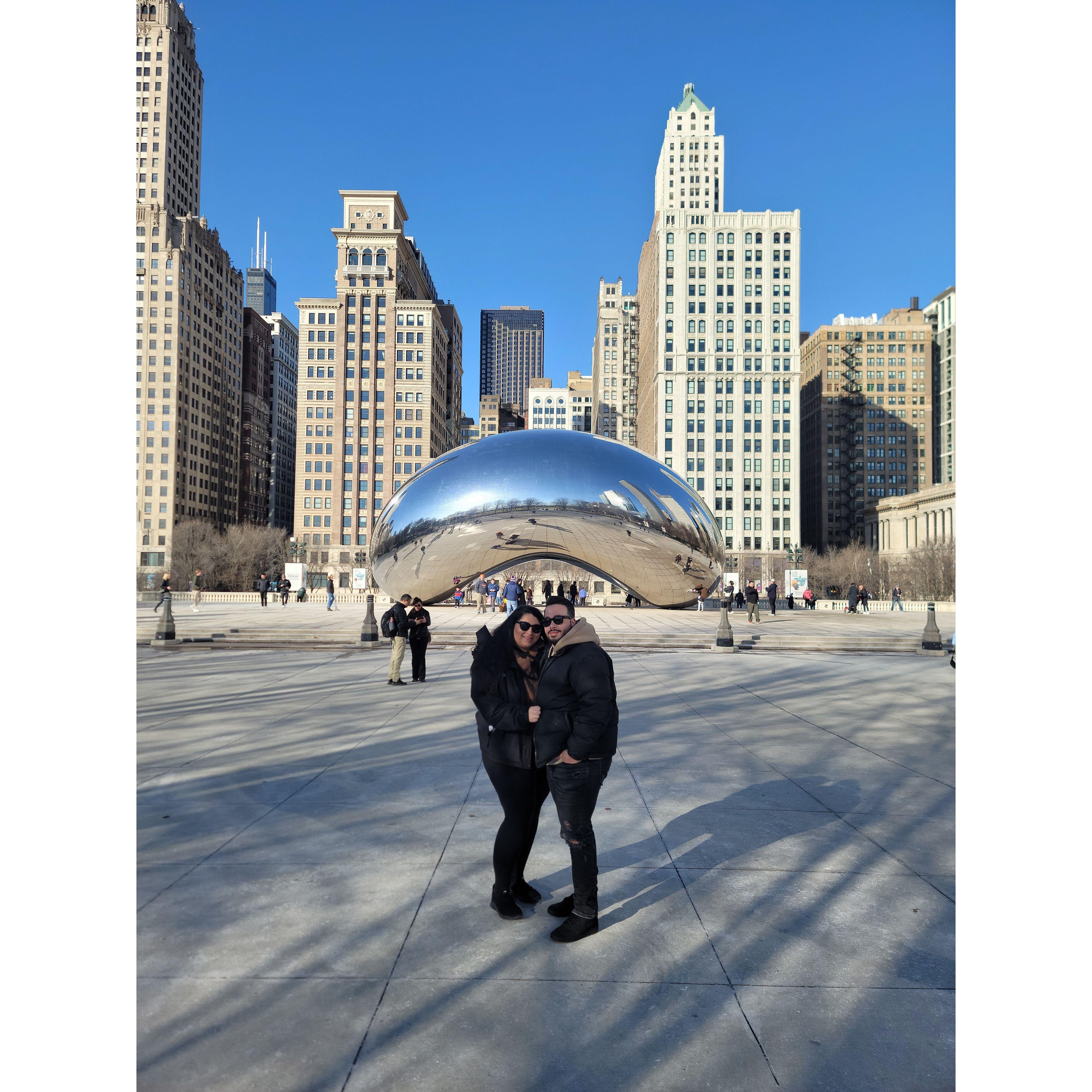David's 35th Birthday trip to Chicago in front of the famous bean
