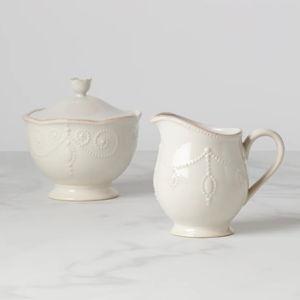 Lenox French Perle White Sugar & Creamer
