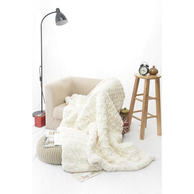 Happycare Tex Luxury Quilted Faux Fur Throw Blanket, 50" x 60"