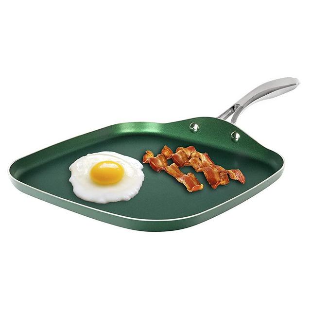 Granitestone Green Nonstick Griddle Pan/Flat Grill with Ultra Durable Mineral and Diamond Triple Coated Surface, Stainless Steel Stay Cool Handle, Oven & Dishwasher Safe, 100% PFOA Free, 10.5"