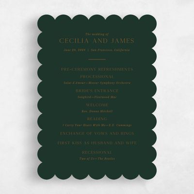 Green Scalloped Wedding Program - Colfax